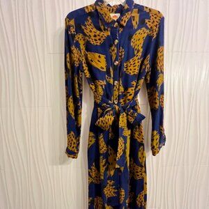 FARM Rio Navy and Yellow Bananica Jumpsuit, Size S